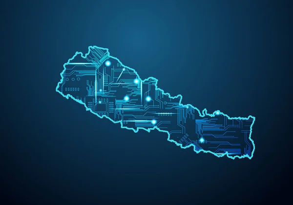 Mapa Futurista Abstracto Nepal Circuit Board Design Electric Región Experiencia — Archivo Imágenes Vectoriales