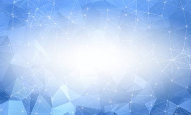 Parlak mavi düşük polimer arka plan. Çokgen tasarım modeli. Parlak mozaik modern geometrik tasarım, Yaratıcı Tasarım Şablonları. Noktalarla birleştirilmiş çizgiler.