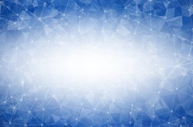 Geometrik Koyu Mavi Çokgen arka plan molekülü ve iletişim. Noktalarla birleştirilmiş çizgiler. Minimalizm geçmişi. Bilim, kimya, biyoloji, tıp, teknoloji kavramı.