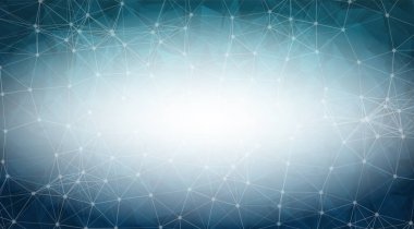 Geometrik Koyu Mavi Çokgen arka plan molekülü ve iletişim. Noktalarla birleştirilmiş çizgiler. Minimalizm geçmişi. Bilim, kimya, biyoloji, tıp, teknoloji kavramı.