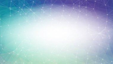 Geometrik çoklu mavi poligonal arkaplan molekülü ve iletişim. Noktalarla birleştirilmiş çizgiler. Minimalizm geçmişi. Bilim, kimya, biyoloji, tıp, teknoloji kavramı.
