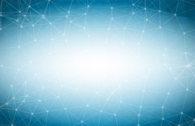 Noktaları ve Çizgileri Birleştiren Soyut Mavi Çoklu Alan Arkaplanı. Bağlantı yapısı ve bilim geçmişi. Gelecekçi HUD tasarımı.