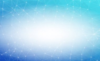 Noktaları ve Çizgileri Birleştiren Soyut Mavi Çoklu Alan Arkaplanı. Bağlantı yapısı ve bilim geçmişi. Gelecekçi HUD tasarımı.