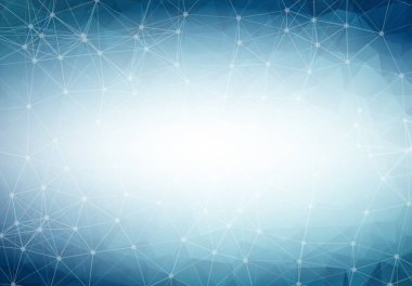 Noktaları ve Çizgileri Birleştiren Soyut Mavi Çoklu Alan Arkaplanı. Bağlantı yapısı ve bilim geçmişi. Gelecekçi HUD tasarımı.