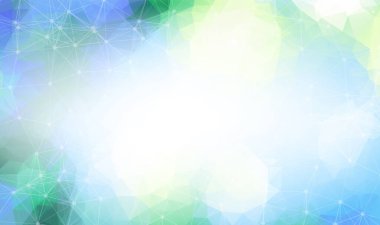 Yeşil düşük polimer arka plan. Çokgen tasarım modeli. Parlak mozaik modern geometrik tasarım, Yaratıcı Tasarım Şablonları. Noktalarla birleştirilmiş çizgiler.
