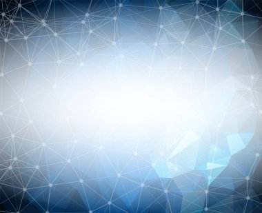 Lacivert düşük polimer arka plan. Çokgen tasarım modeli. Parlak mozaik modern geometrik tasarım, Yaratıcı Tasarım Şablonları. Noktalarla birleştirilmiş çizgiler.