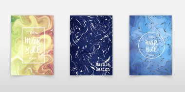 Sıvı mermer kapaklar ayarlandı. Parlak renk karışımı. Mermer girdaplar ya da agat dalgaları. tasarım kapakları, sunum, davetiye, el ilanları, yıllık raporlar, posterler ve kartvizitler için.