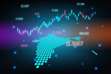 Hindistan haritasının finansal yatırım konsepti için hisse senedi piyasası geçmişi veya iş grafiği grafiği grafiği çizelgesi. iş fikri ve teknoloji yenilik tasarımı.