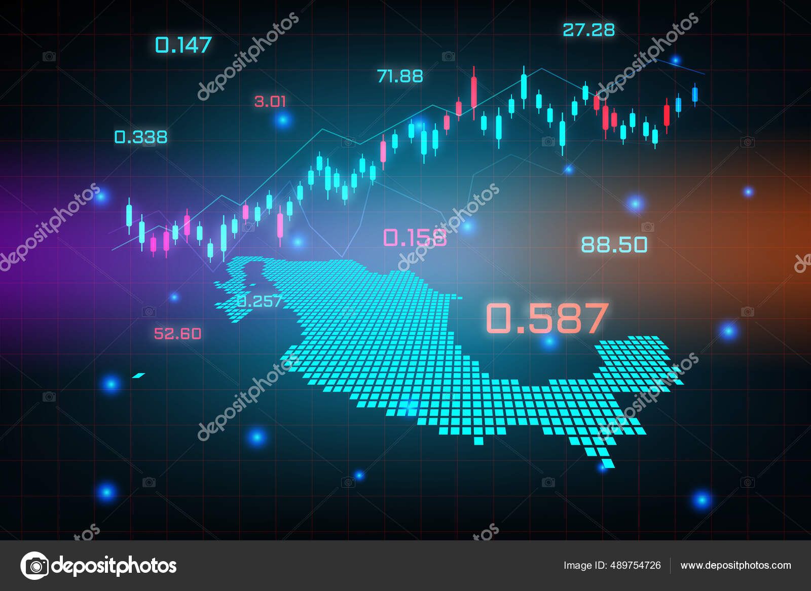 股票市场背景或外汇交易商业图表为金融投资概念的墨西哥地图商业理念和技术创新设计图库矢量图©PeaceDeposit 489754726