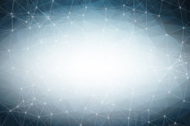 Noktaları ve Çizgileri Birleştiren Soyut Mavi Çoklu Alan Arkaplanı. Bağlantı yapısı ve bilim geçmişi. Gelecekçi HUD tasarımı.