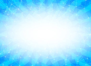 Geometrik Mavi Çokgen arka plan molekülü ve iletişim. Noktalarla birleştirilmiş çizgiler. Minimalizm geçmişi. Bilim, kimya, biyoloji, tıp, teknoloji kavramı.