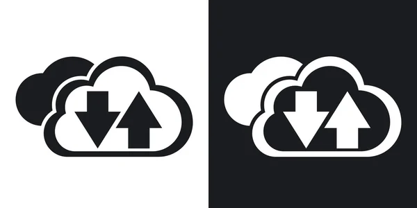 Computação em nuvem baixar e carregar ícones . — Vetor de Stock