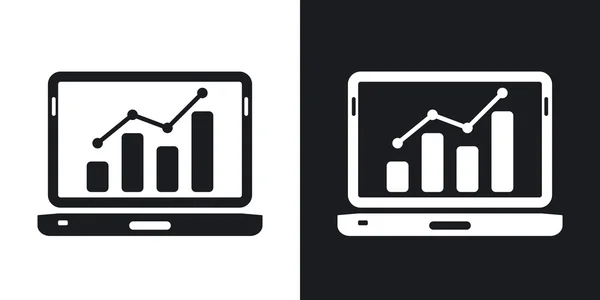 Laptop with business graph icons — Stock Vector