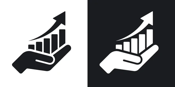 Growing graph on hand icons. — Stock Vector