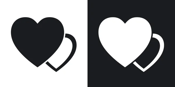 Dos corazones de amor iconos . — Vector de stock