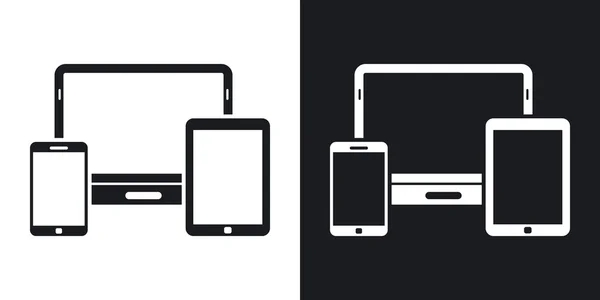 Εικονίδια smartphone, το tablet και το φορητό υπολογιστή. — Διανυσματικό Αρχείο