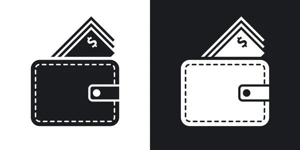 Geldbörse mit Bargeld-Symbolen. — Stockvektor