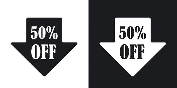 Arrows down with 50% sale tag — Stock Vector