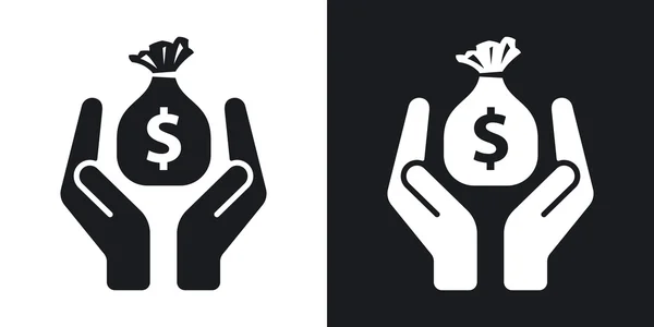 Chronić ręce ikony worek pieniędzy — Wektor stockowy