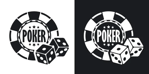Chip de póquer con dos dados iconos — Vector de stock