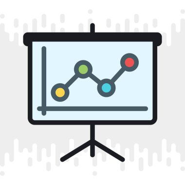 Büyüyen çizgi çizelgesine sahip reklam panosu simgesi. Açık gri arkaplanda basit bir renk sürümü