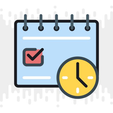 Son teslim tarihi konsept simgesi. Saat ve tarih işaretli bir takvim. Açık gri arkaplanda basit bir renk sürümü