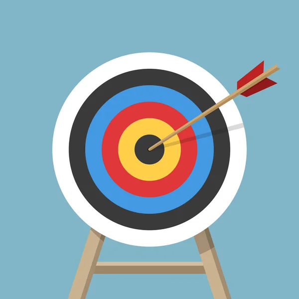 目标用箭 站在三脚架上 射箭或商业目标的概念 在彩色背景上孤立的向量图 — 图库矢量图片