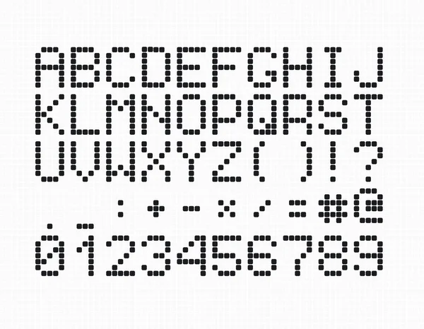 Цифровий Шрифт Табло Векторний Шрифт Світлодіодне Відображення Великих Літер Цифр — стоковий вектор