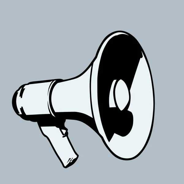 Monochrome Megaphone Icon Isolated White Background Vector Illustration — Stock Vector