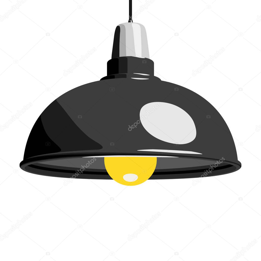 Pendant lamp, hanging lamp or ceiling lamp. Home or office interior and decor. Vector illustration isolated on a white background