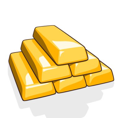 Bir yığın altın. Tasarruf, bankacılık ve zenginlik kavramı. Beyaz arkaplanda izole edilmiş basit vektör illüstrasyonu