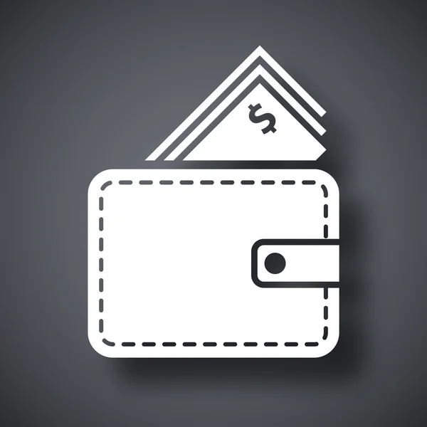 Portefeuille met contant geld pictogram — Stockvector