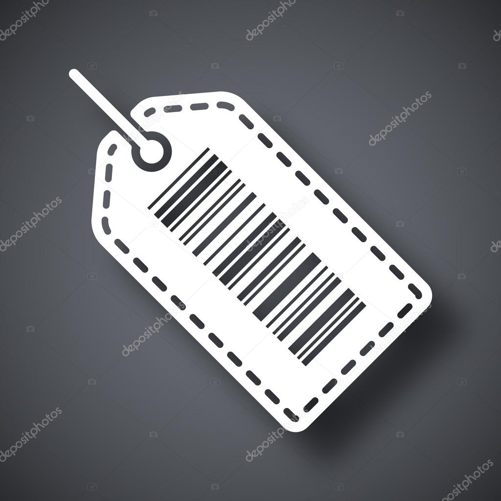 Tag or label icon with barcode