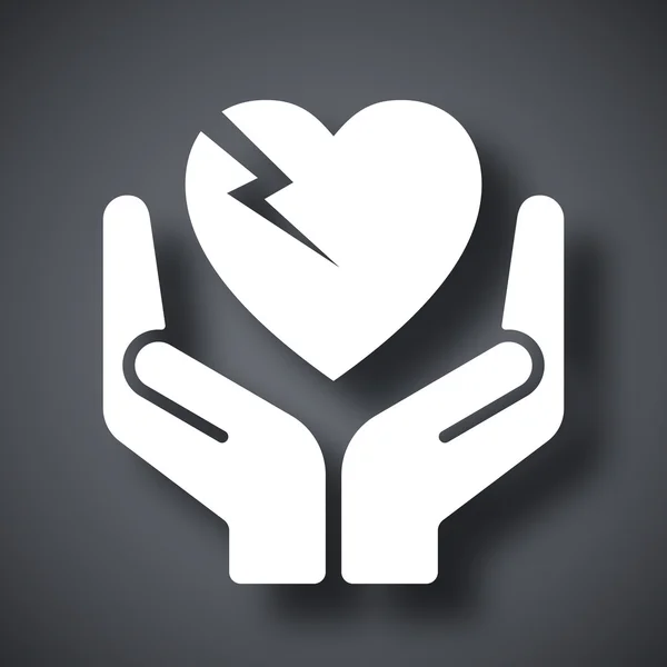 Símbolo del corazón frágil — Vector de stock