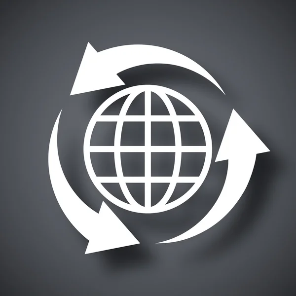 Ícone do globo e sinal de reciclagem — Vetor de Stock