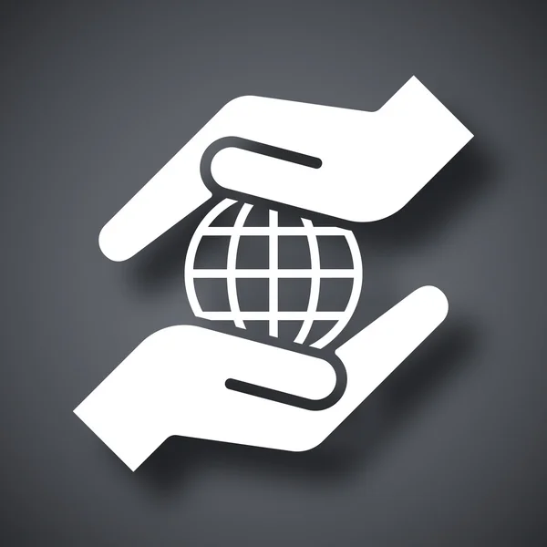 Mains protéger l'icône de la terre — Image vectorielle