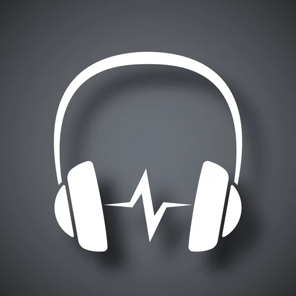 Hörlurar ikon med ljudvågen — Stock vektor