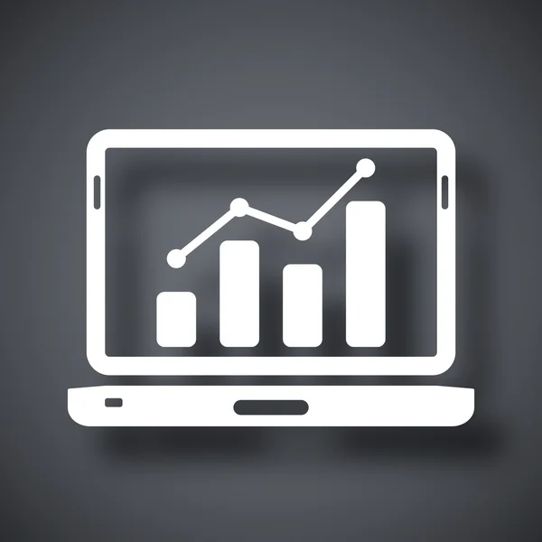 Ícone de laptop com gráfico de negócios —  Vetores de Stock