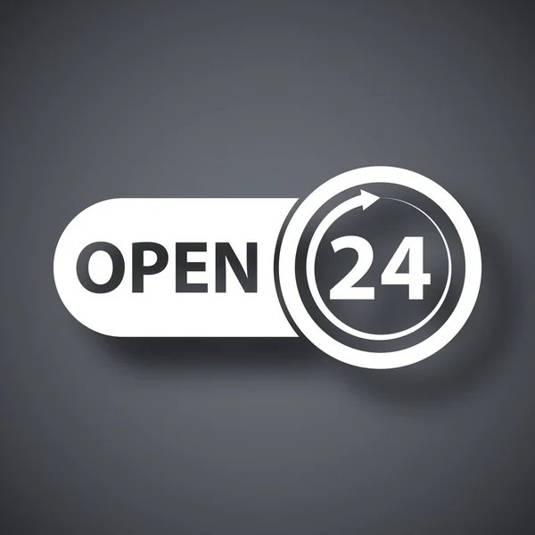 24 uur per dag geopend pictogram — Stockvector