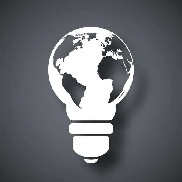 Light bulb icon with world map — Stock Vector