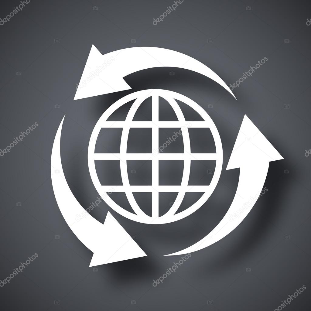 Globe icon and recycle sign