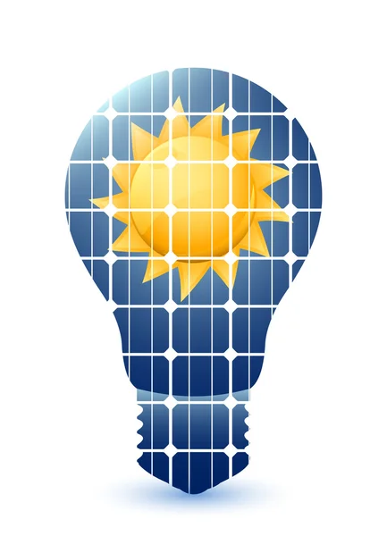 Light bulb with solar panels — Stock Vector