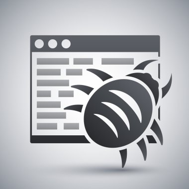 Siyah ve beyaz malware simgesi