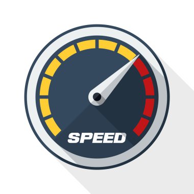 Speedometer icon with long shadow clipart