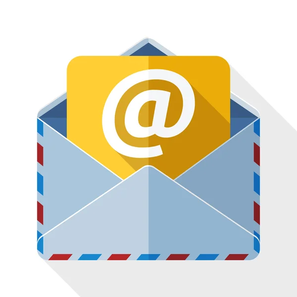 Icono de correo electrónico con sombra larga — Vector de stock