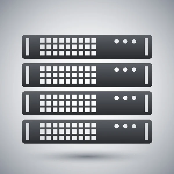 Black and white server rack icon — Stock Vector