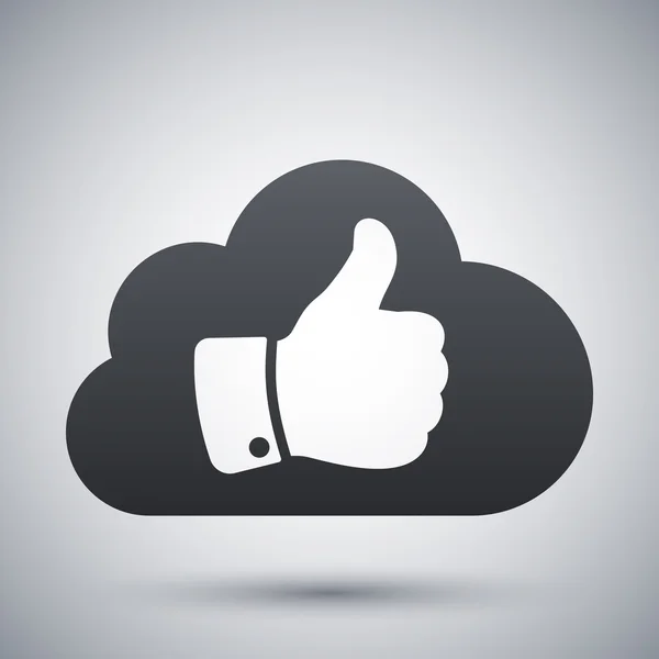 Nube con el pulgar hacia arriba icono — Vector de stock