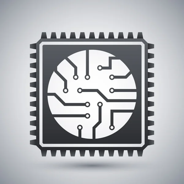 Черно-белый значок процессора — стоковый вектор