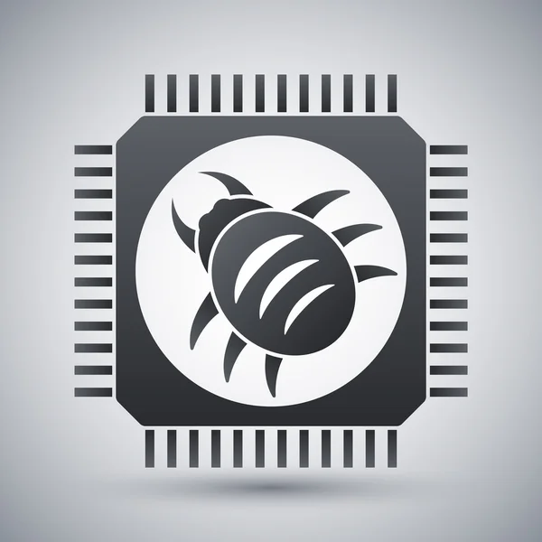 Black and white hardware bug icon — Stock Vector