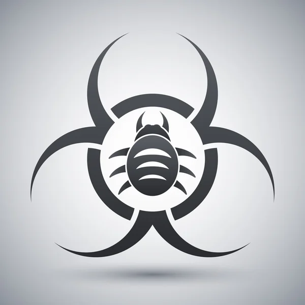 Icono del virus de riesgo biológico blanco y negro — Archivo Imágenes Vectoriales